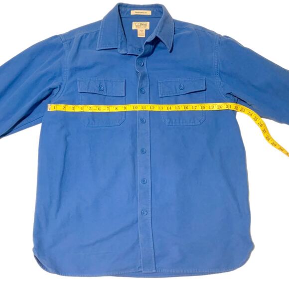 Men's L.L. Bean Blue Chamois Cloth Shirt Chest Pockets Traditional Fit 187923 - Picture 4 of 7
